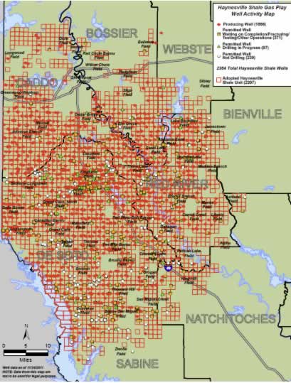 Haynesville Shale Natural Gas Play around Caddo Parish and DeSoto Parish in North Louisiana