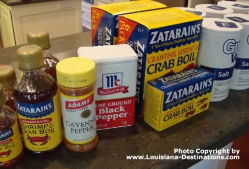 Start gathering up the ingredients: Zatarain's Shrimp & Crab Boil, cayenne pepper, black pepper, salt, and the rest of the makings for the perfect crawfish boil!