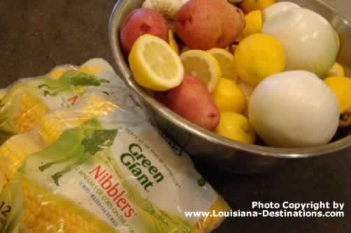 Get those side food items ready to go" onions, potatoes, lemons and garlic