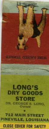 Pineville Louisiana matchbook cover from the World War II years