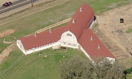 Aerial view of the dairy barn at Central Louisiana State Hospital in Pineville Louisiana ... US 165 at the top of the photo