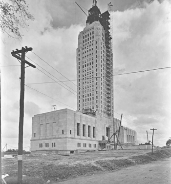 The "New" Louisiana State Capitol under construction in Baton Rouge