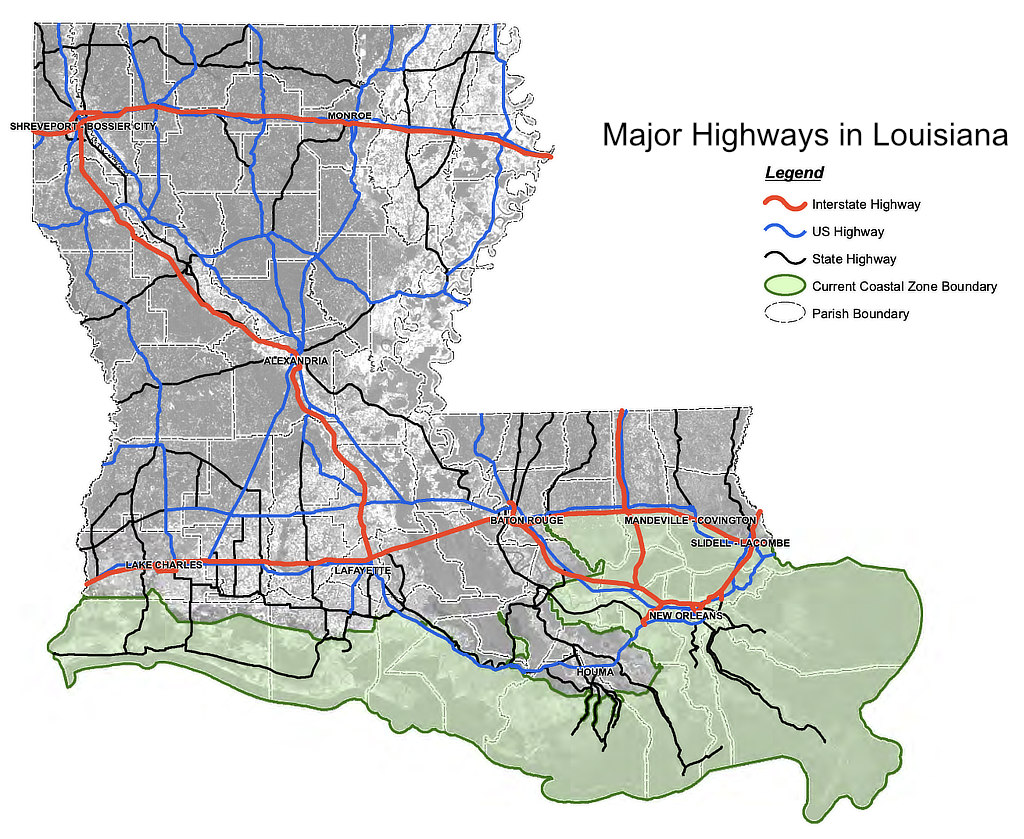 Map of Major Highways in Louisiana