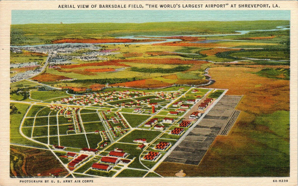 Early aerial view of Barksdale Field in Bossier City