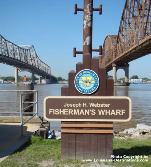 Joseph H. Webster Fisherman's Wharf between the two bridges, downtown, Morgan City, Louisiana
