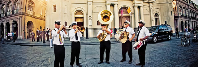 Musical interlude in front of St. Louis Cathedral in the New Orleans French Quarter