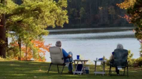 Relaxing along side a lake at Louisiana State Park