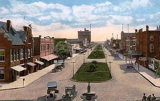Looking down Parkerson Avenue in downtown Crowley, Louisiana