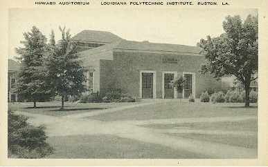 Black and white image of Howard Auditorium, Louisiana Polytechnic Institute, Ruston, Louisiana