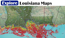 Maps of the state of Louisiana, maps of large cities, lowlands, and more